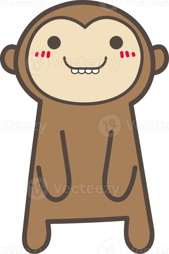 Monkey happy emoji illustration on transparent background. png