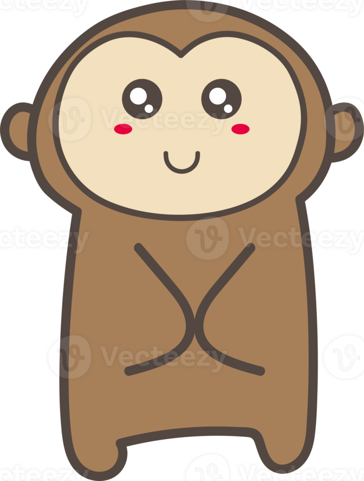 Monkey happy emoji illustration on transparent background. png