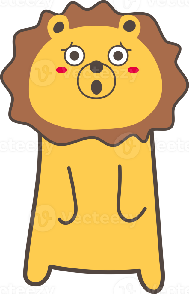 Lion surprised emoji illustration on transparent background. png