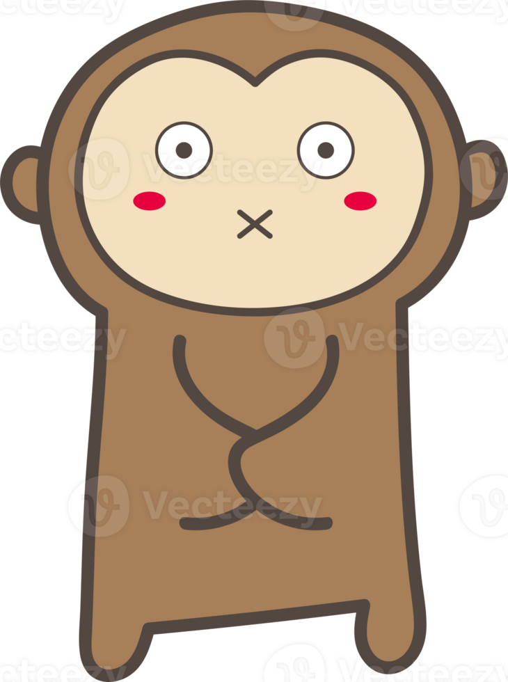 Monkey shy emoji illustration on transparent background. png