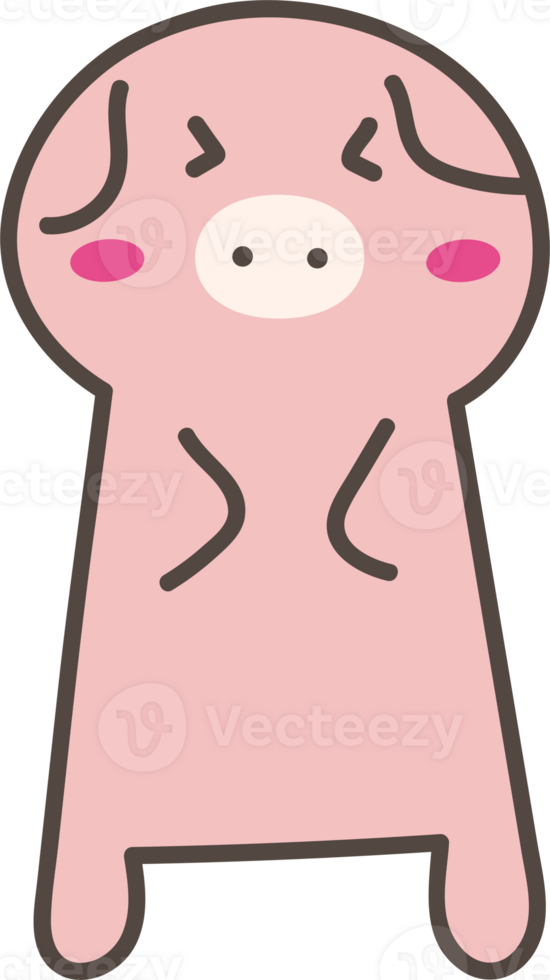Pig shy emoji illustration on transparent background. png