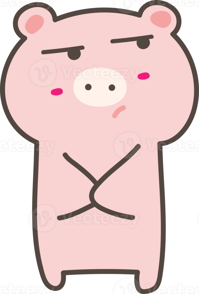 Pig bored emoji illustration on transparent background. png