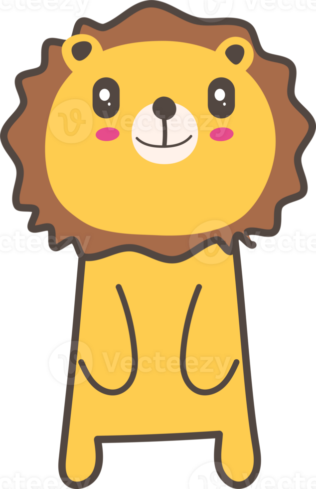 Lion smile emoji illustration on transparent background. png