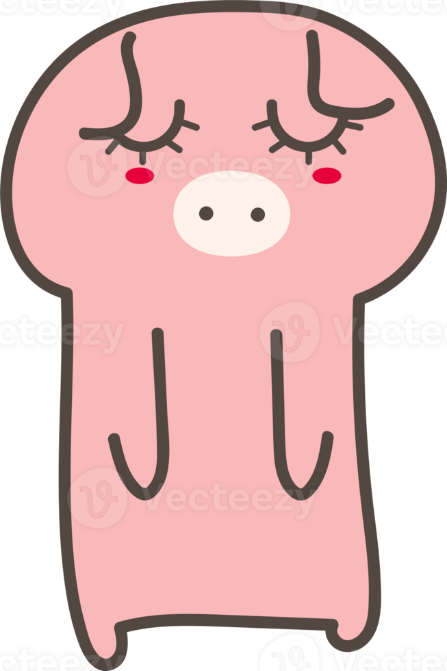 Pig sad emoji illustration on transparent background. png