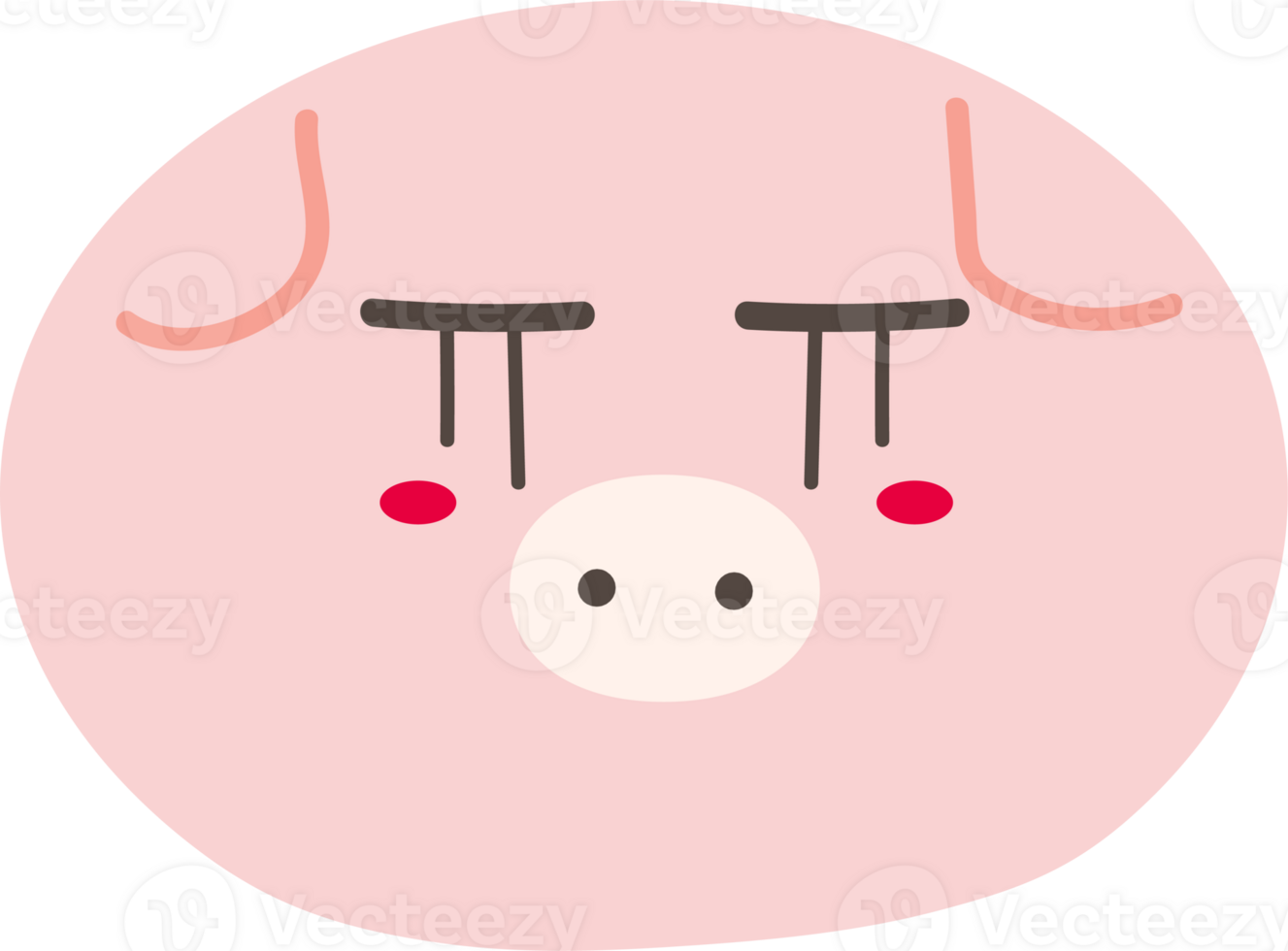 Pig cry sticker illustration on transparent background. png