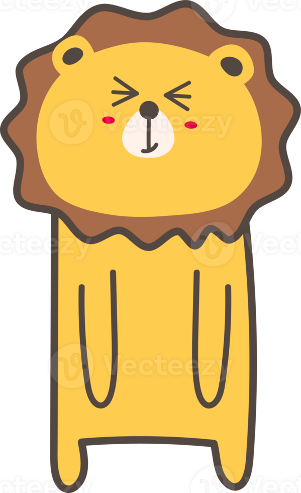 Lion shy emoji illustration on transparent background. png
