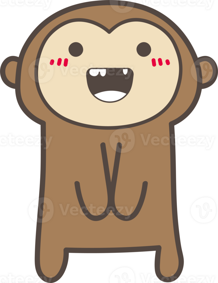 Monkey happy emoji illustration on transparent background. png