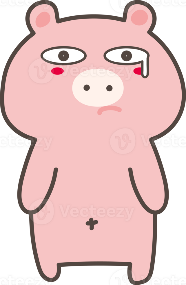 Pig cry emoji illustration on transparent background. png