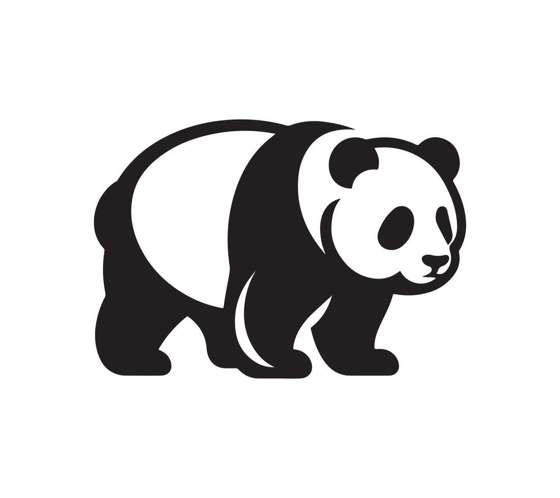 panda silhouette illustration white background vector