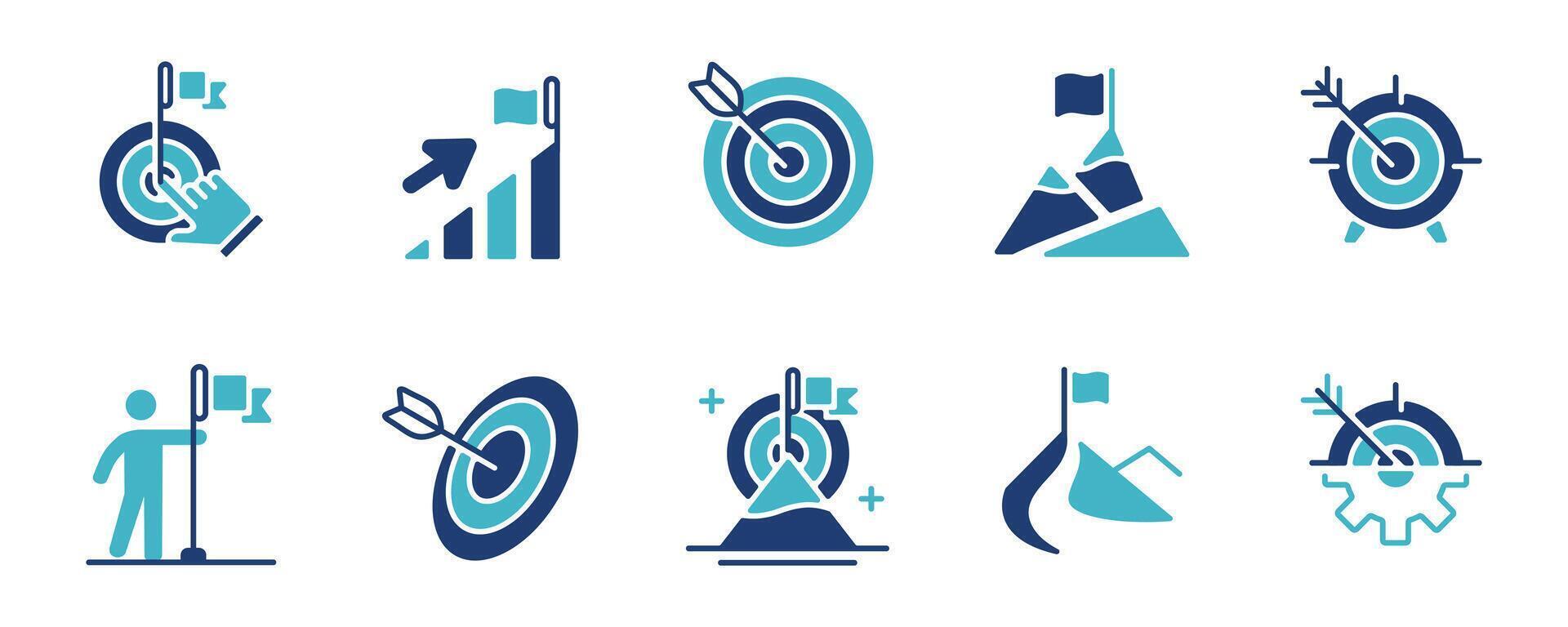 business challenge target arrow mission icon set goal objective performance growth objective marketing management illustration for web and app vector