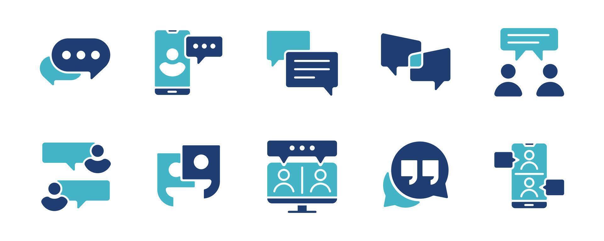 set of online dialogue speech bubble icon business communication message balloon symbol illustration speak, talk, quote, chatting text box template design vector
