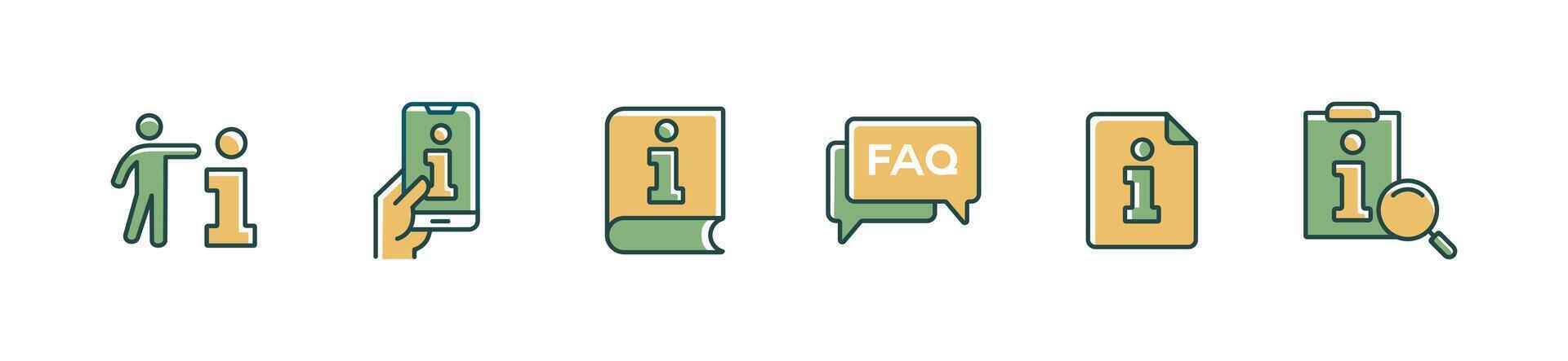 guidebook information document manual instruction icon set business client support reference guidance illustration for web and app vector