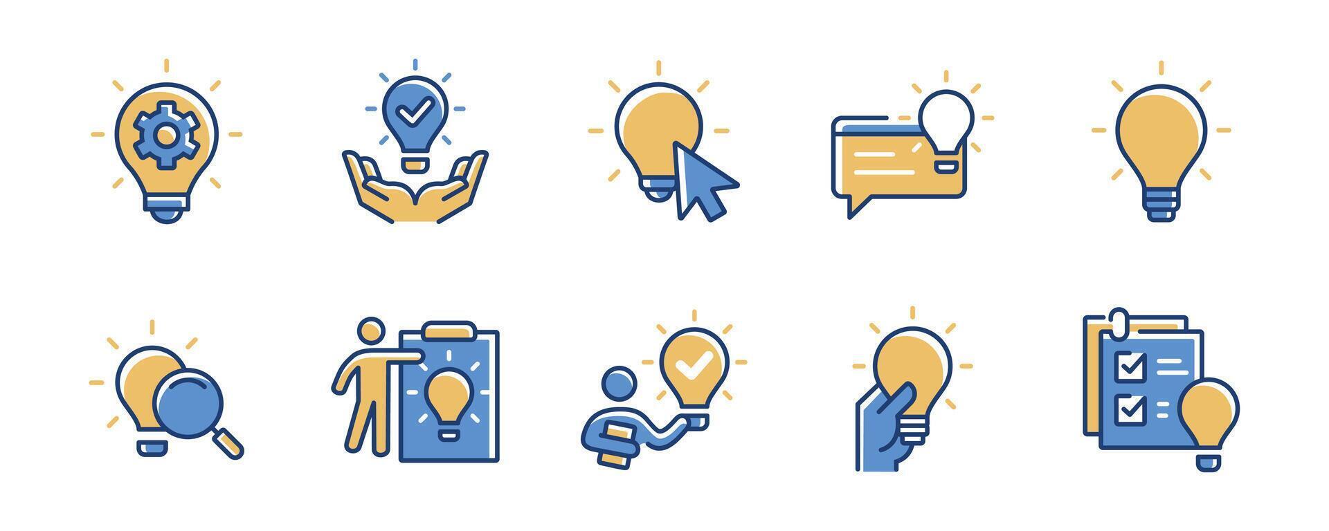 set of light bulb creative idea icon . Business solution innovation creativity inspiration thinking problem solving symbol illustration for web and app vector