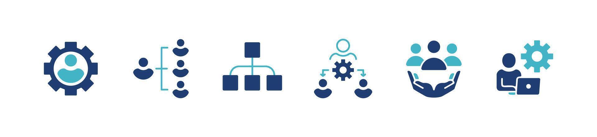 simple organization employment management human resource structure icon company hierarchy leadership tree power setting group optimization with cogwheel panel symbol illustration vector