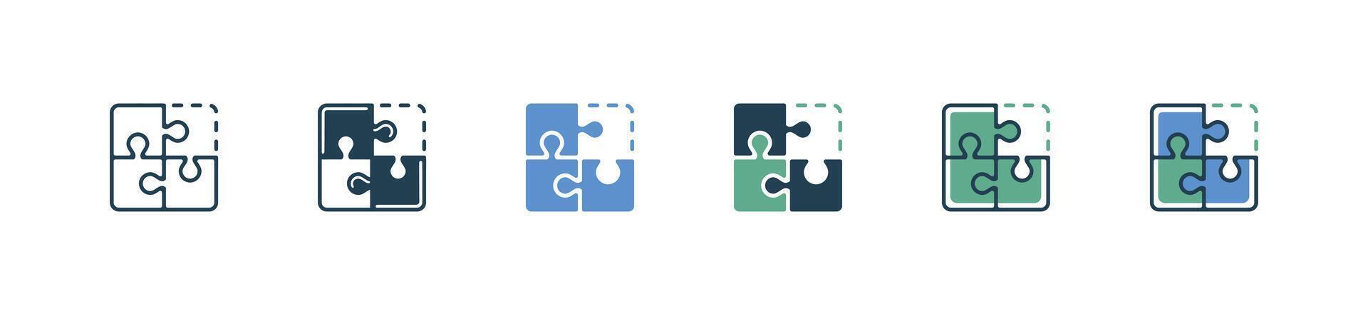 simple jigsaw puzzle piece icon business problem solving management strategy creative solution line symbol illustration vector