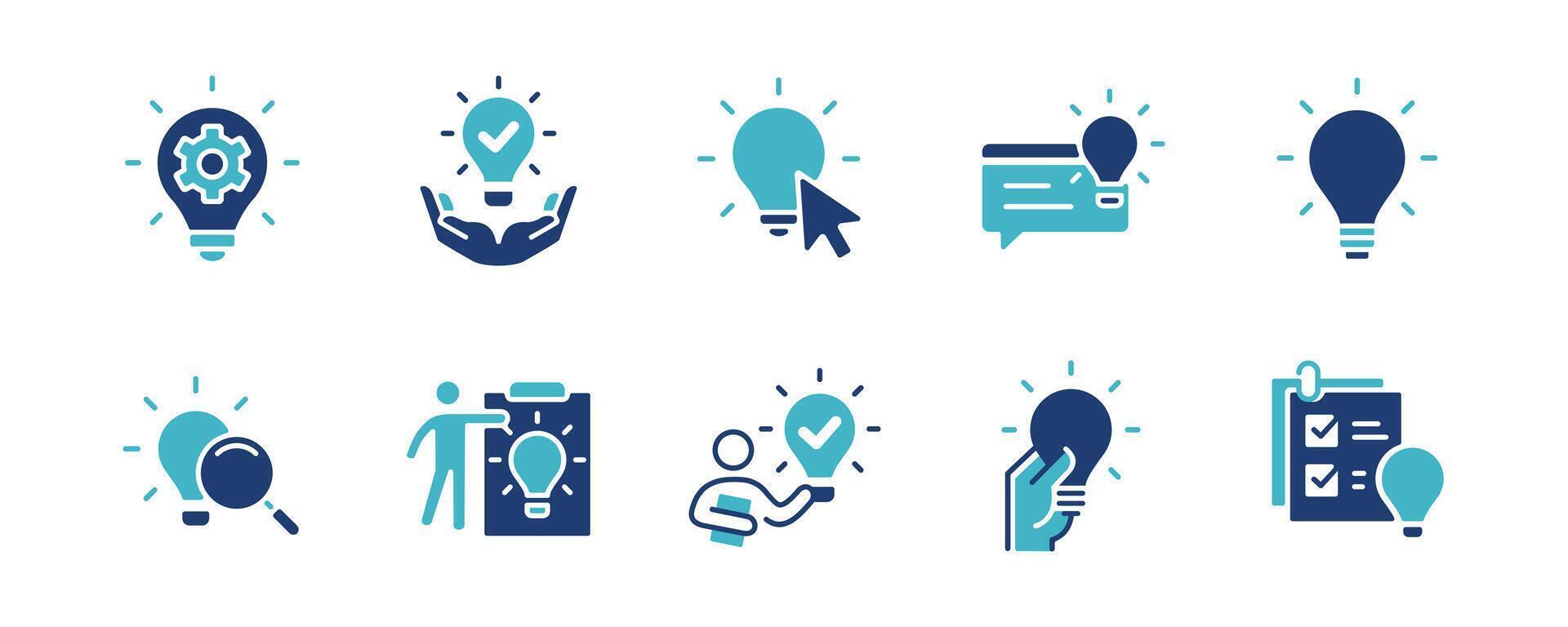 creativity solution innovation light bulb icon set business thinking creative marketing invention idea illustration collection vector