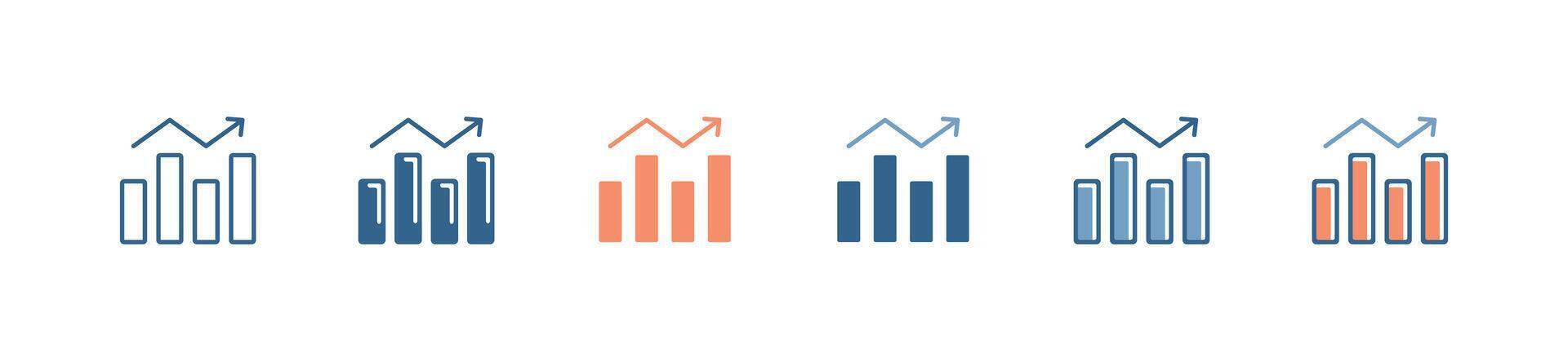 Simple bar chart graph business data analysis icon profit growth infographic datum performance static with arrow up design illustration vector