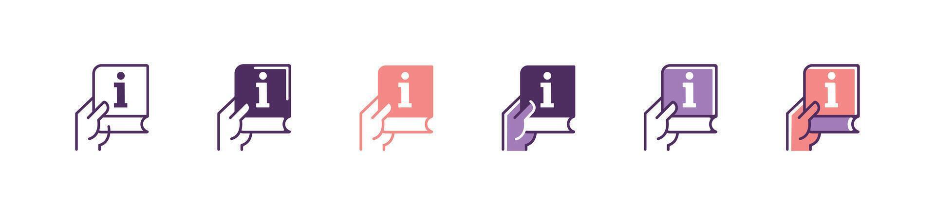 hand holding instruction book manual information icon business customers support guidebook rule reference symbol illustration for web and app template design vector