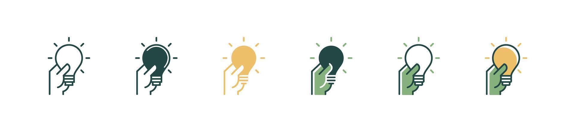 hand holding a shining lightbulb get idea icon problem solved business creative thinking symbol illustration vector