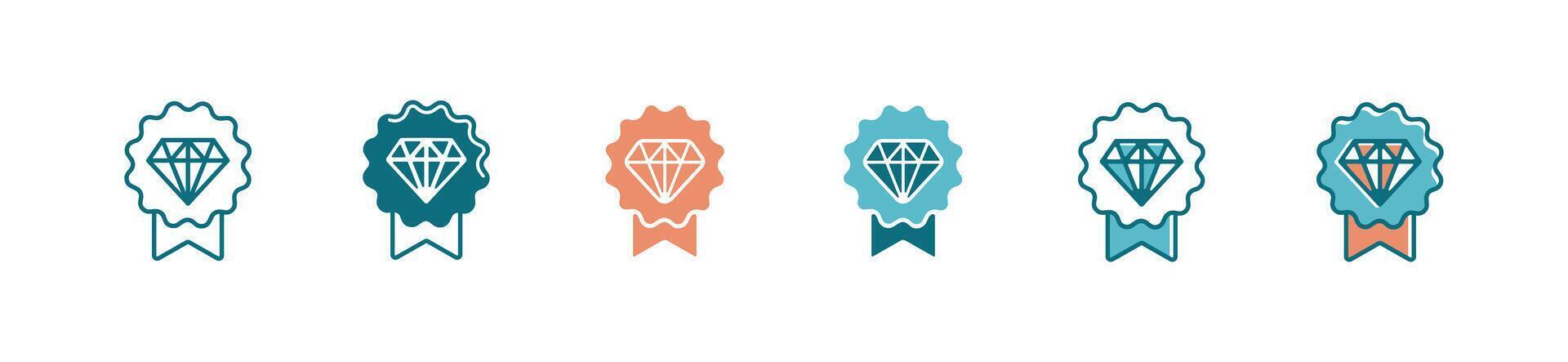 business verified guaranteed success diamond core value goal icon jewelry gemstone with warranty badge recommended trustworthy symbol illustration vector