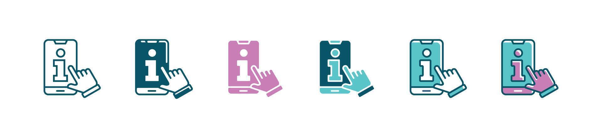 hand clicking instruction manual mobile ebook guide icon cursor pointing information panel reference document symbol illustration for web and app vector