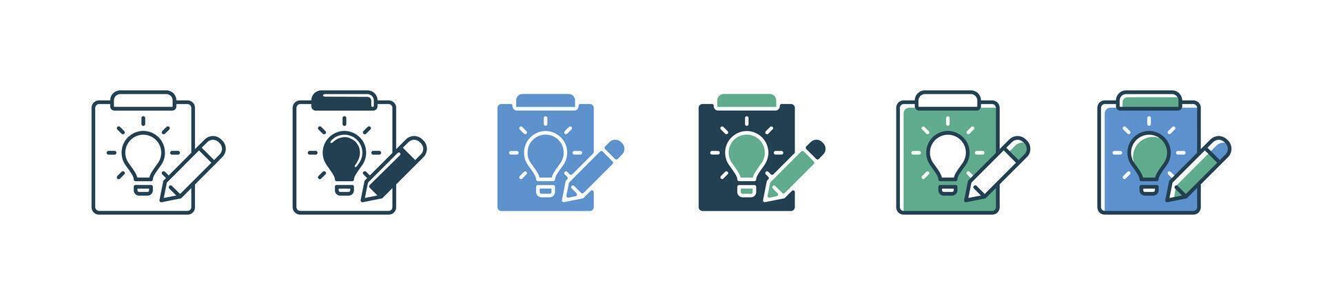 clipboard idea lightbulb modify icon creative innovation business solution set collection template for web and app vector