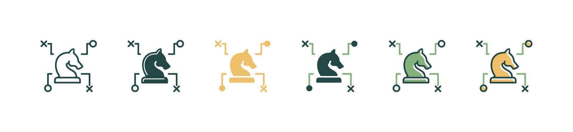chess knight strategy decision business plan icon tactical objective problem solving signs illustration for web and app vector