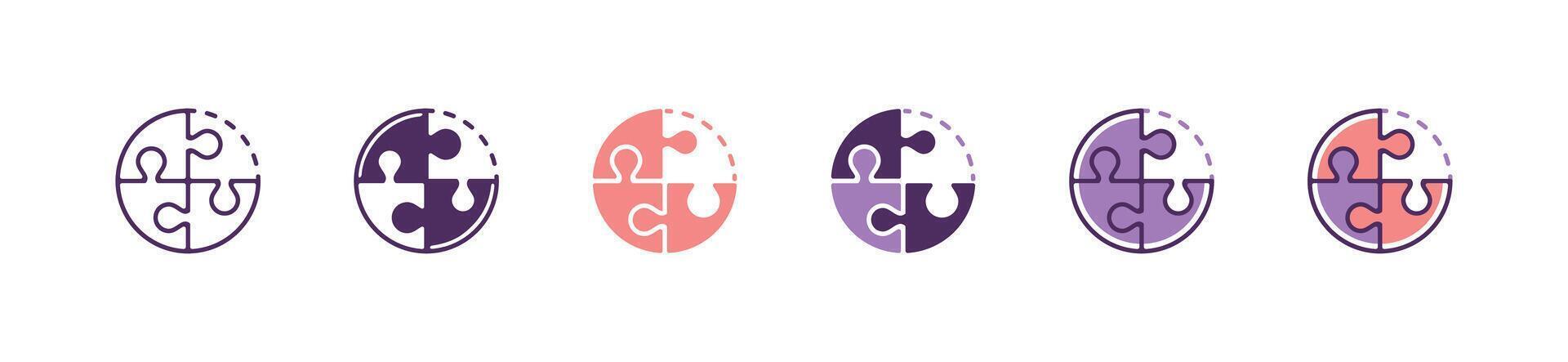 simple circle jigsaw puzzle match piece icon business problem solving with creative connect match idea symbol illustration vector
