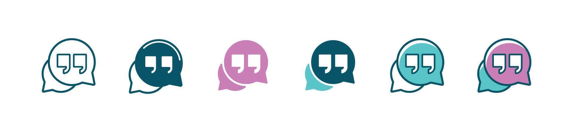 simple bubble chat talk communication dialogue quotes icon business online speech social discussion set symbol illustration vector