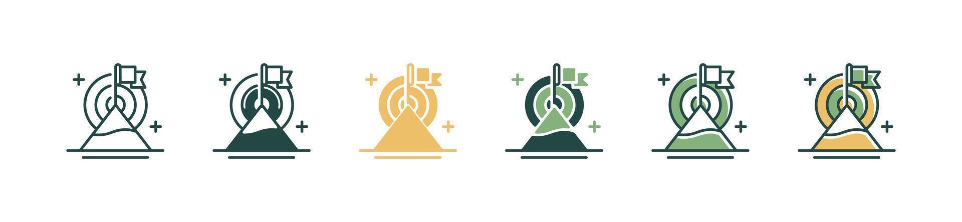 business objective summit target icon hiking mission goal flag success peak symbol illustration targeting accurate marketing management design vector