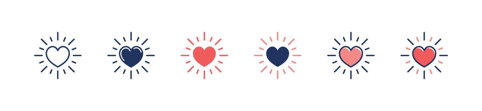 love heart glowing and shiny core value icon business integrity, trust, passion, valentine, honesty, culture, and commitment symbol illustration for web and app template design vector