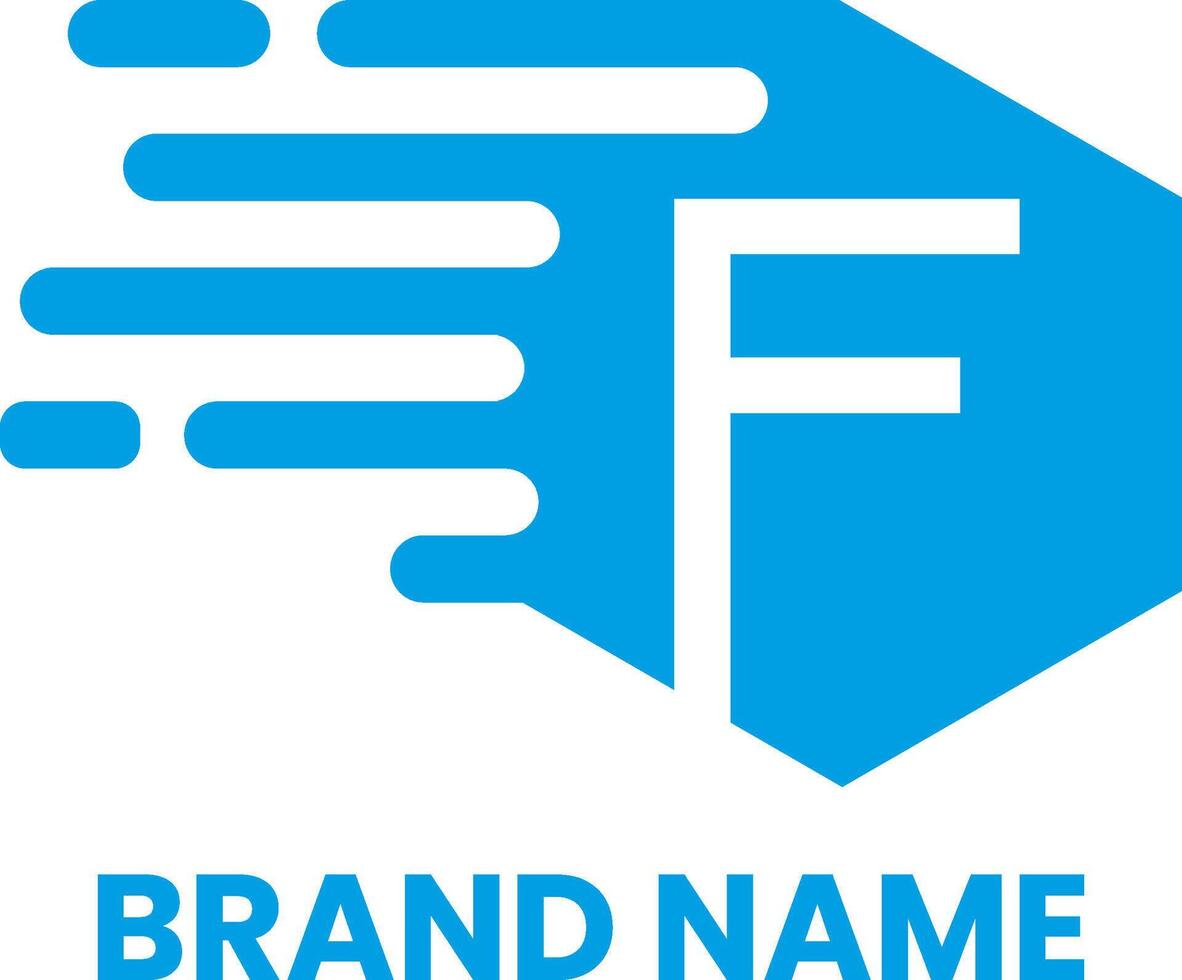 F Letter moving parcel logo design vector