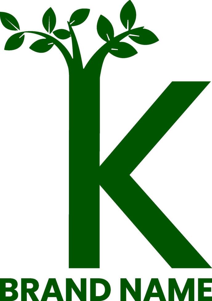 K letter tree icon logo design vector