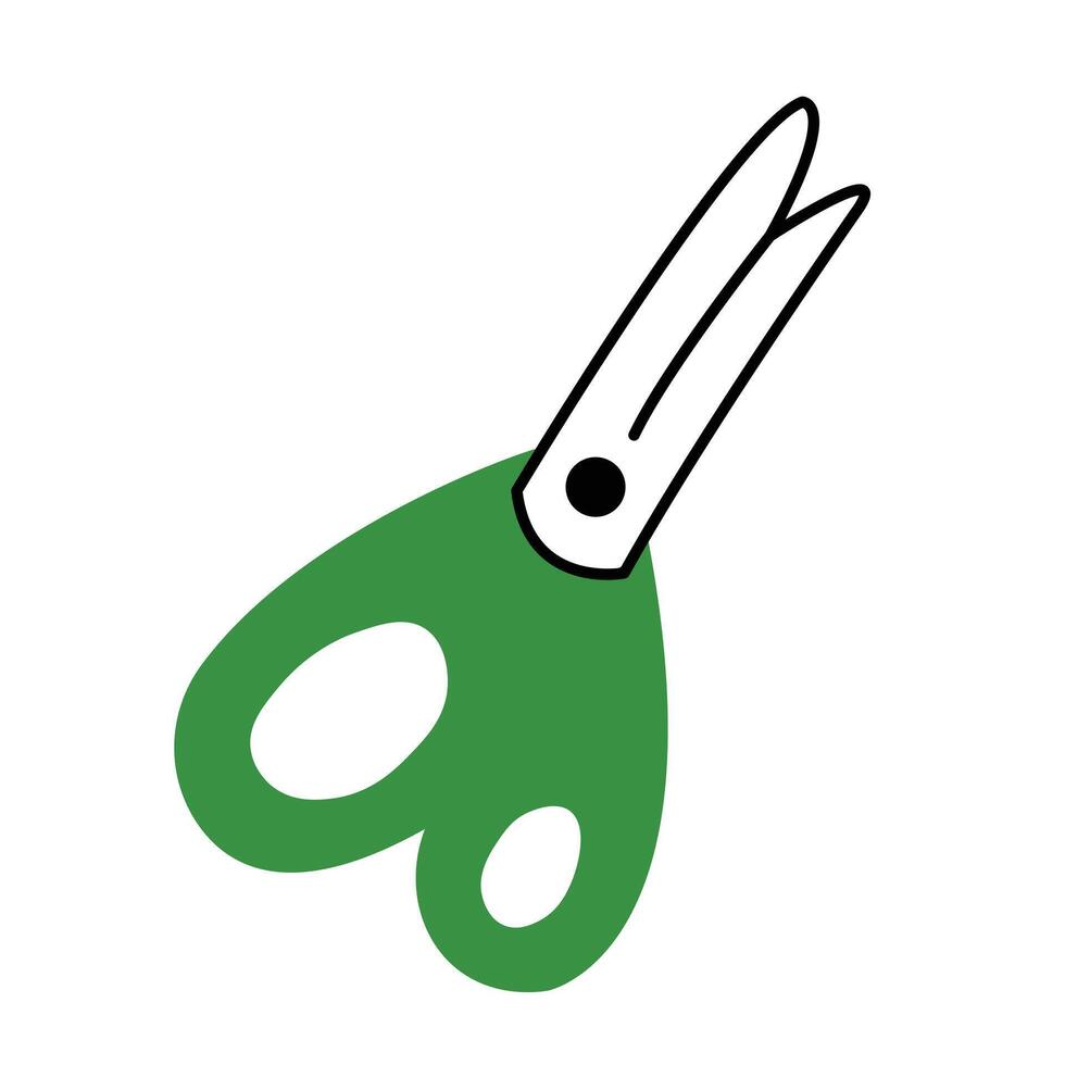 Green scissors doodle illustration artistic significance, design applications vector