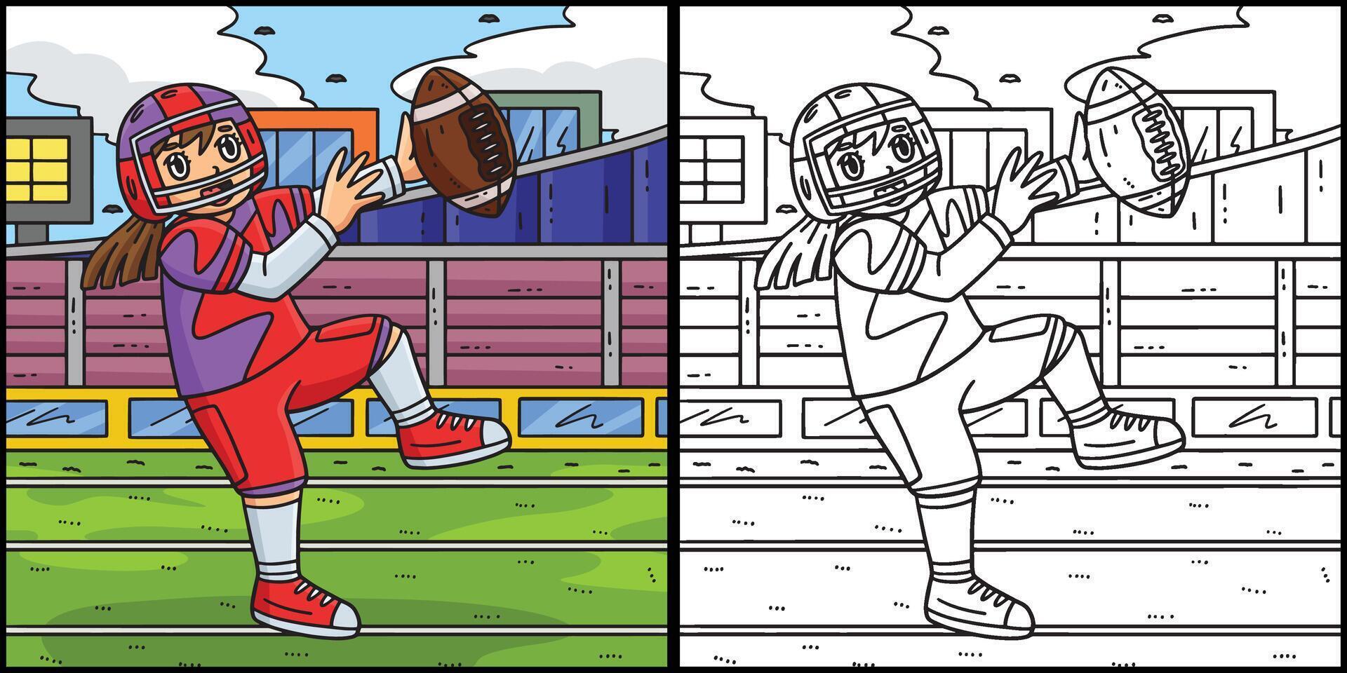 American Female Player Catching Football vector