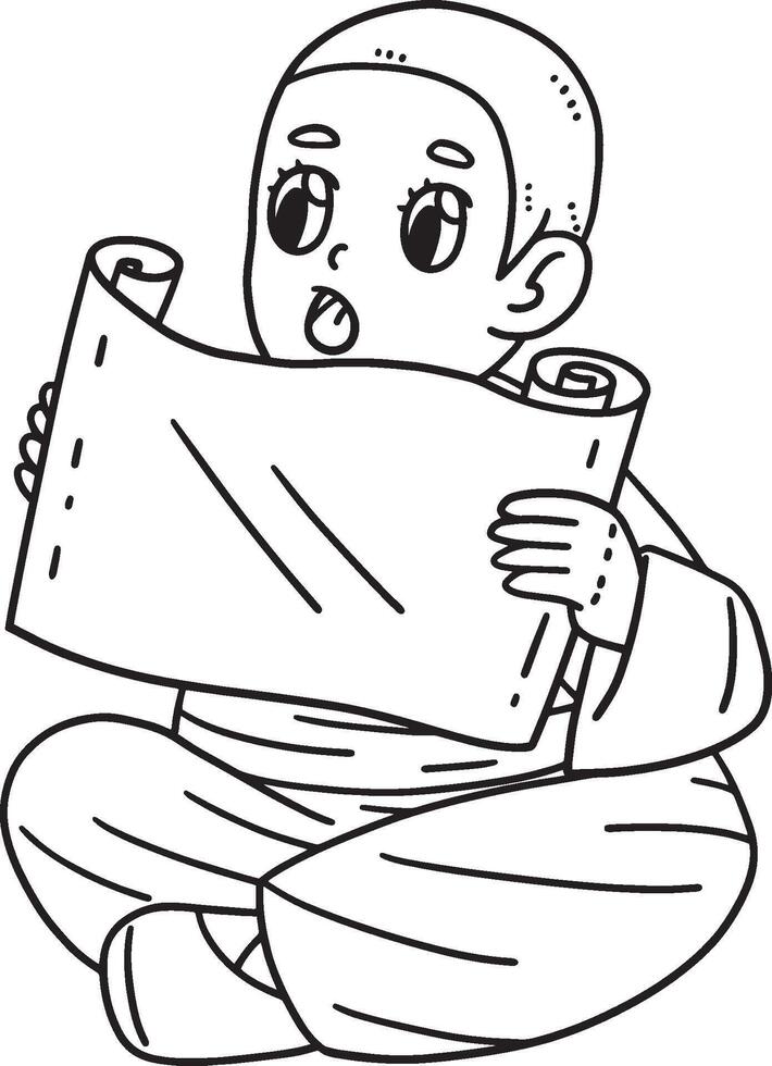 Buddhism Female Monk Reading Scriptures Isolated vector