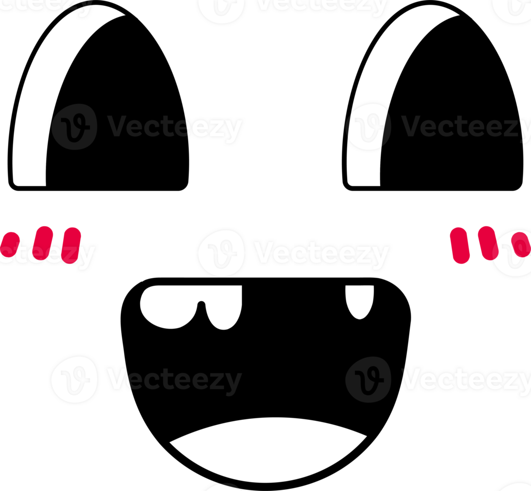 Doodle shy face emoji illustration on transparent background. png