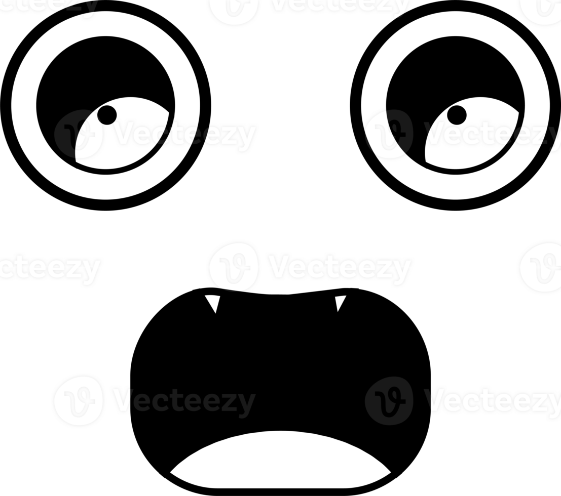 Doodle bored face emoji illustration on transparent background. png