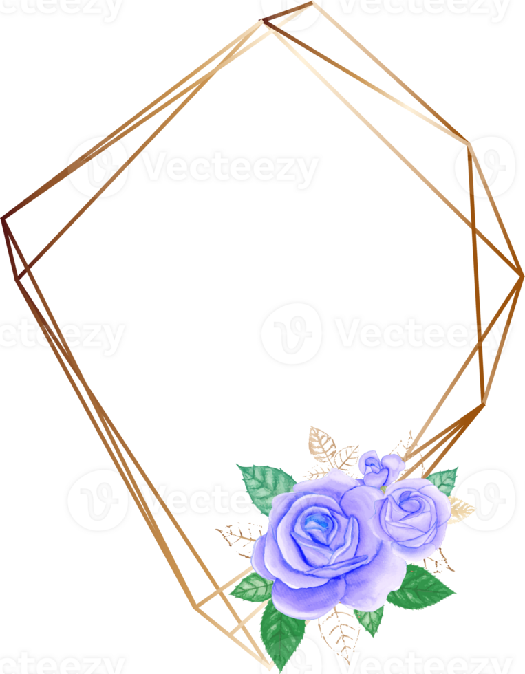 Purple rose geometric frame illustration on transparent background. png