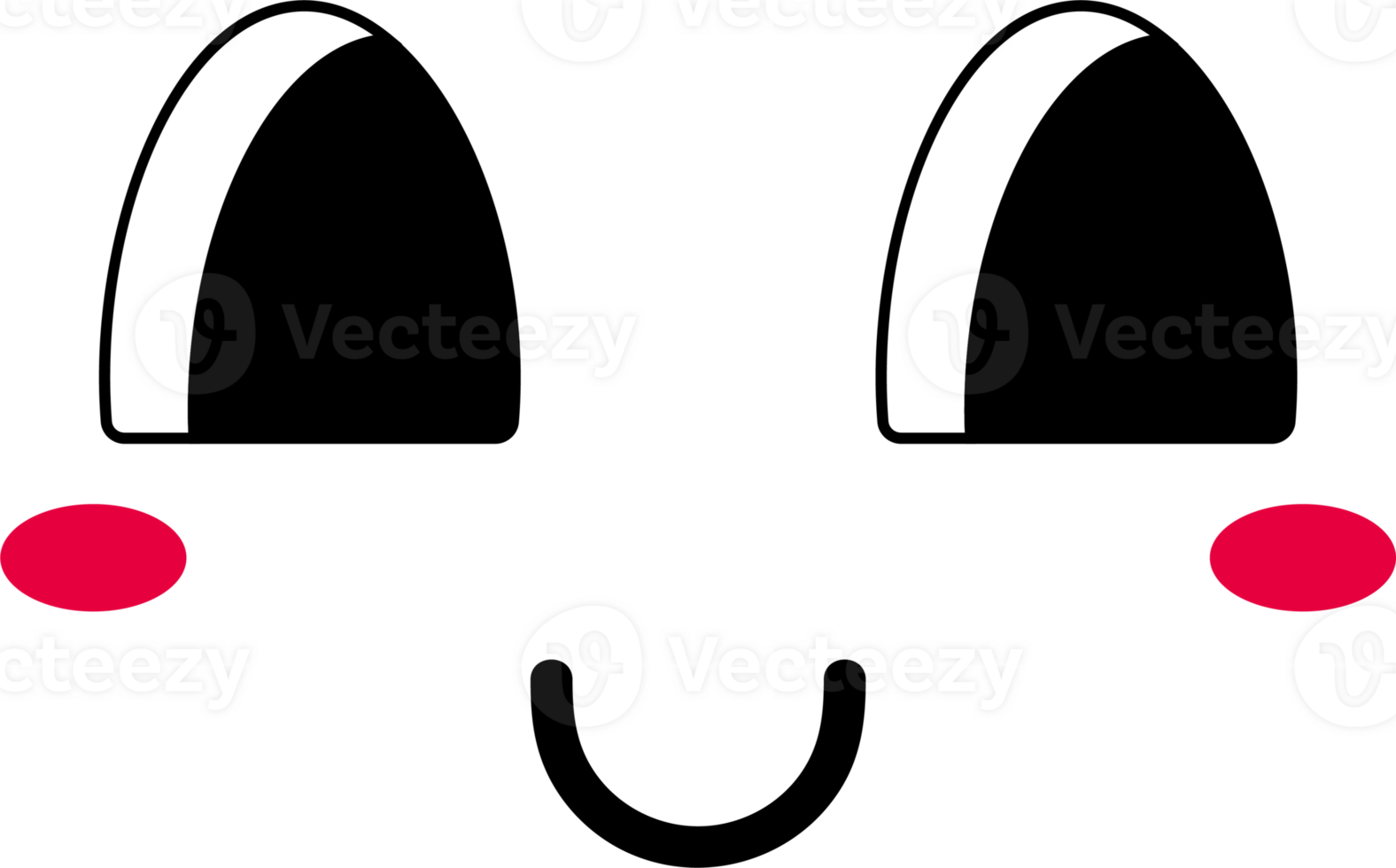 Doodle shy face emoji illustration on transparent background. png