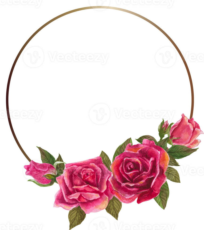 Rose frame illustration on transparent background. png