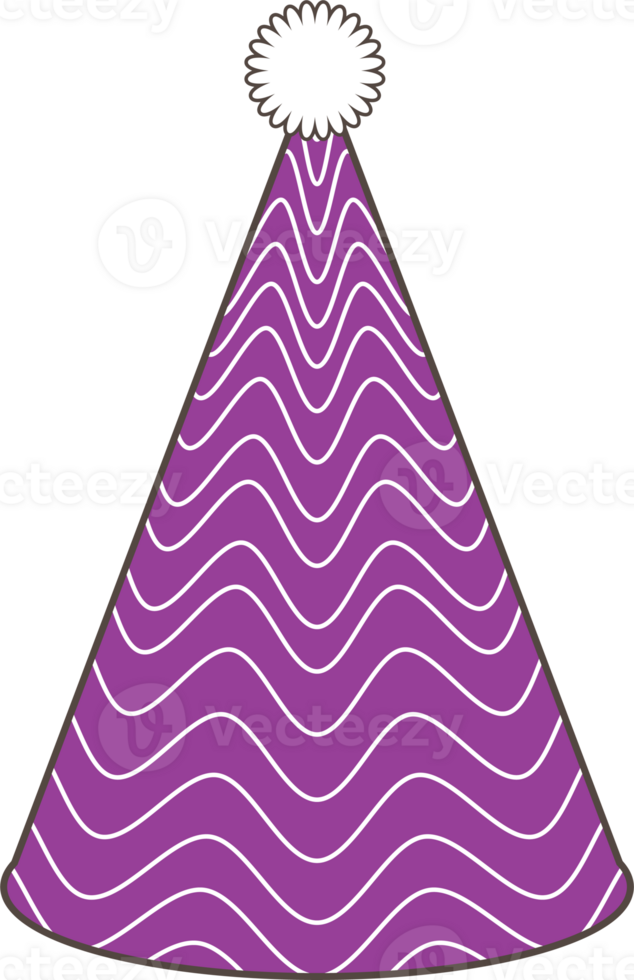 Purple birthday hat illustration on transparent background. png