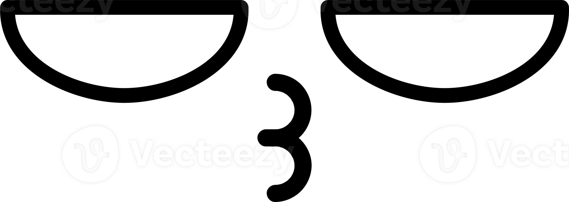 Doodle kiss emoji illustration on transparent background. png