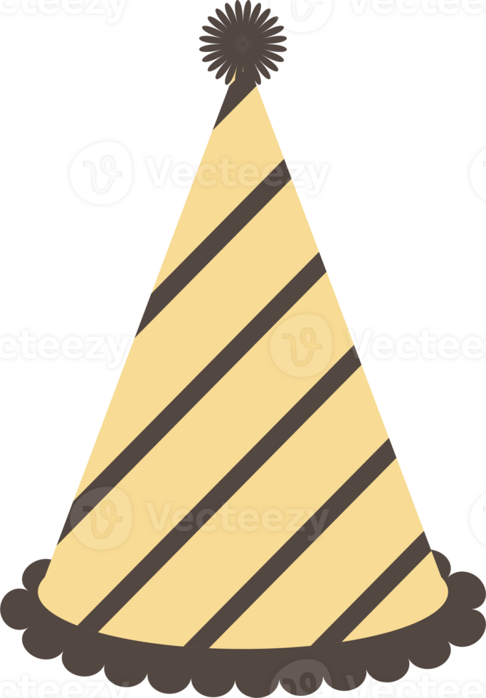 Yellow birthday hat illustration on transparent background. png