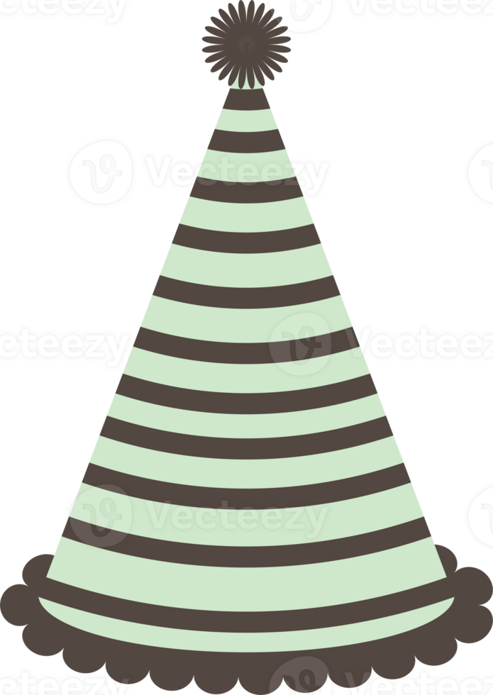 Green birthday hat illustration on transparent background. png