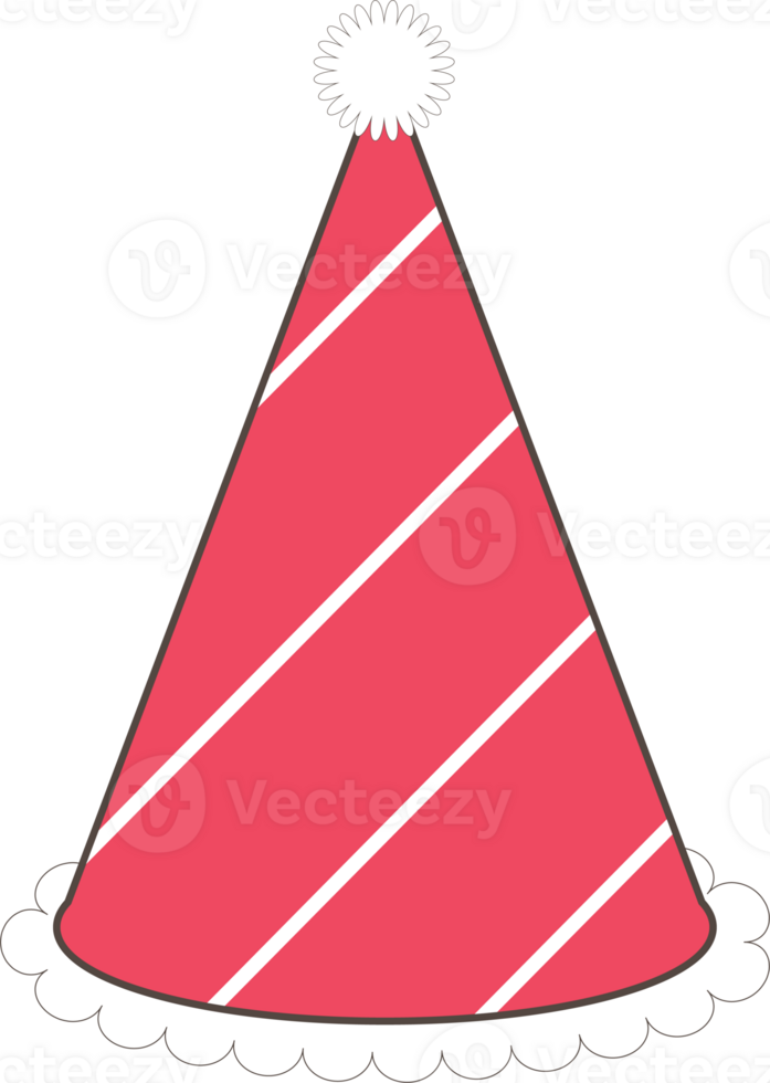 Pink birthday hat illustration on transparent background. png
