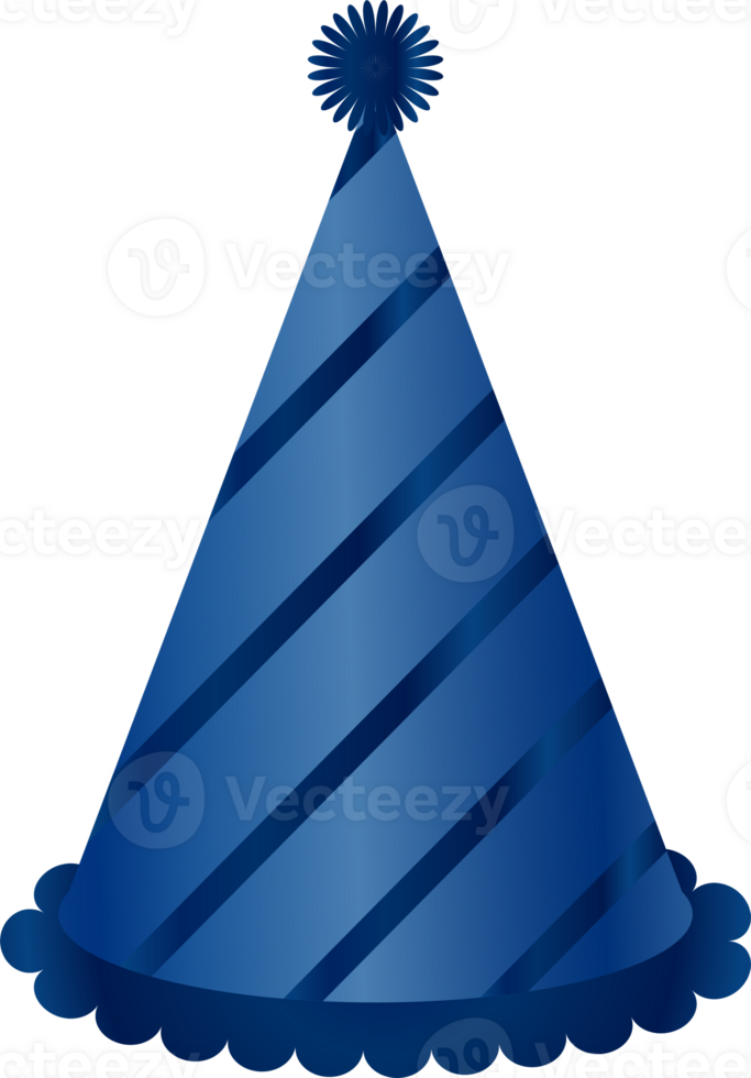 Blue party hat illustration on transparent background. png