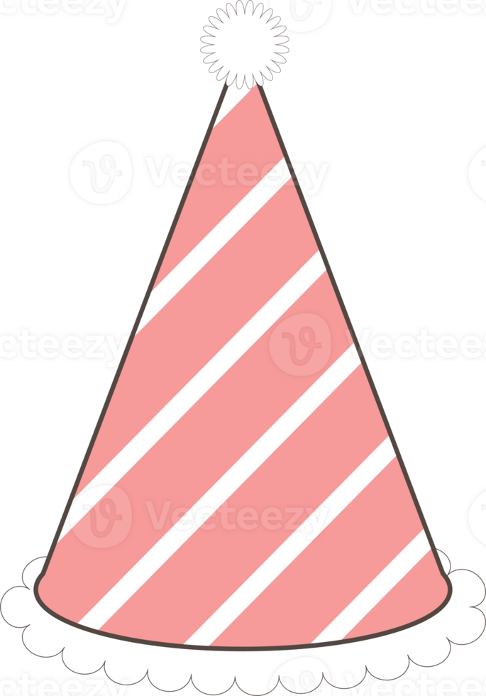 Pink birthday hat illustration on transparent background. png