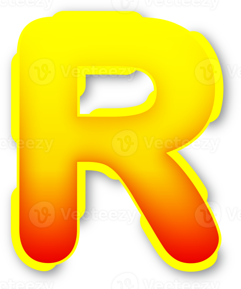 Letter R, Digital Red Yellow Text Effect Alphabet png