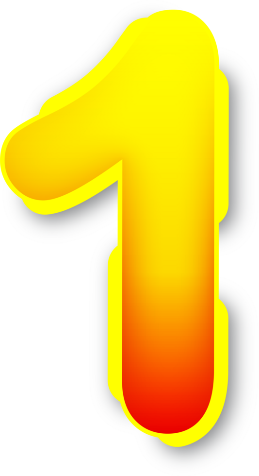 Number 1, Digital Red Yellow Text Effect Alphabet png